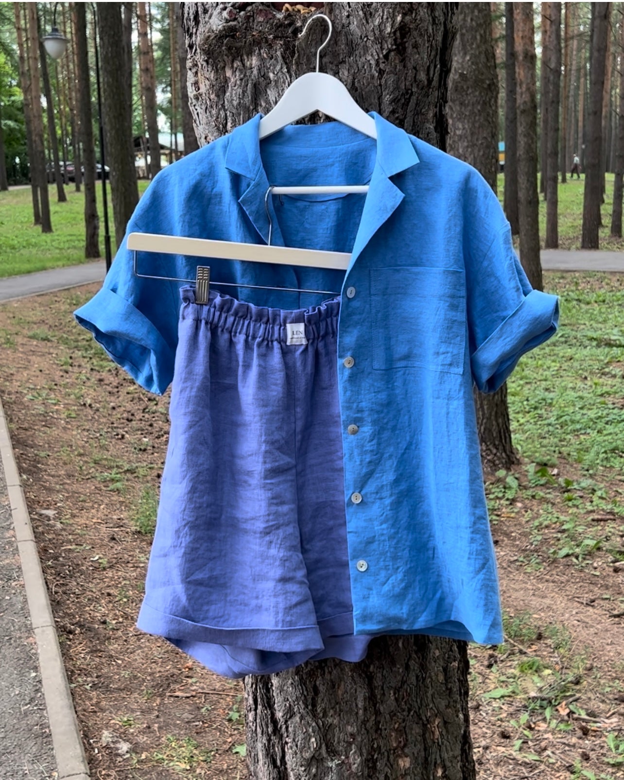 S H I R T 100% washed linen | short sleeve | blue