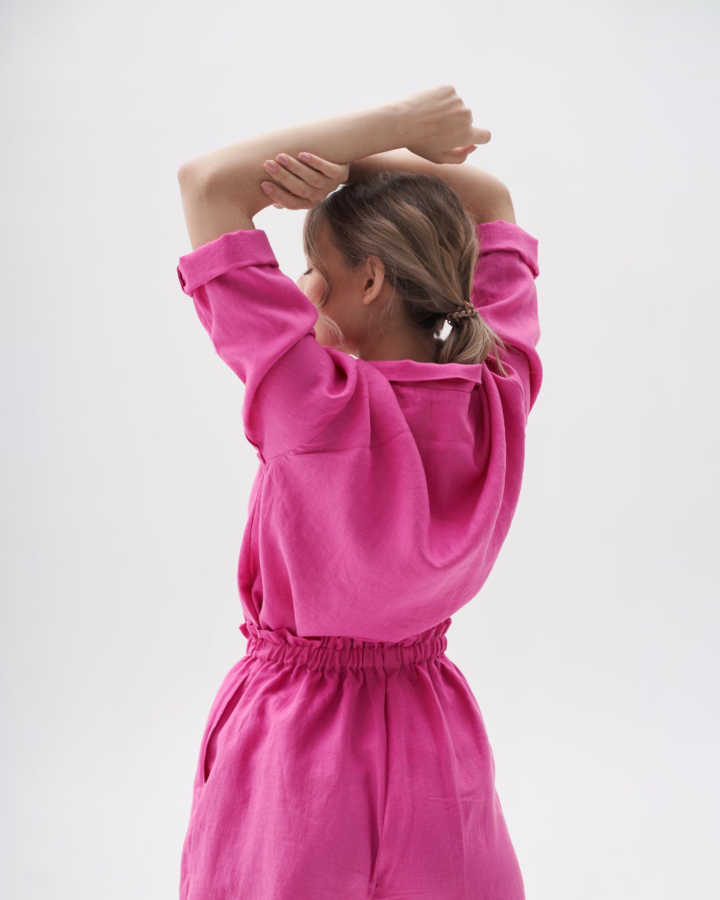S H I R T 100% washed linen | long sleeve | pink