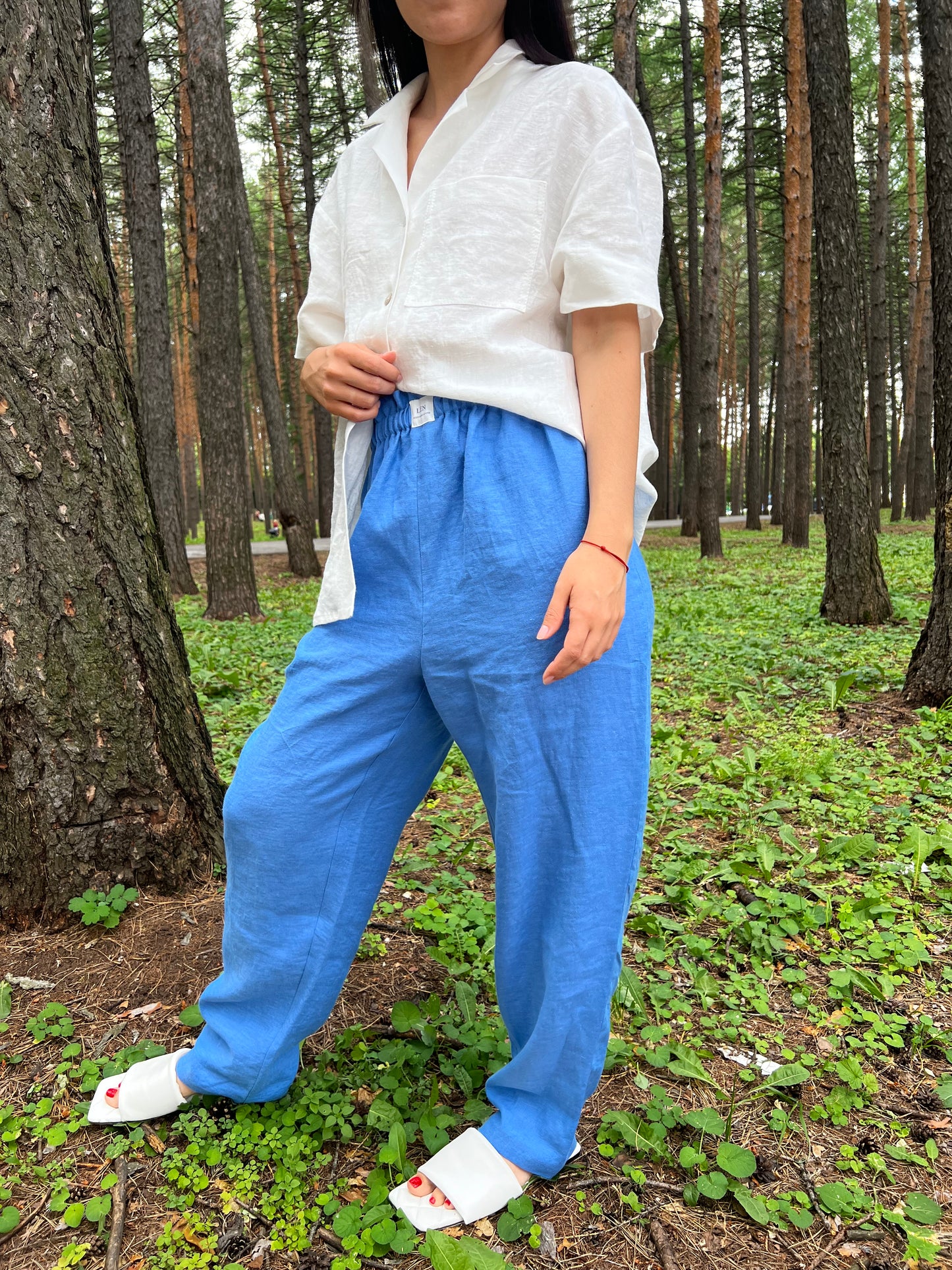 P A N T S 100% washed linen | blue