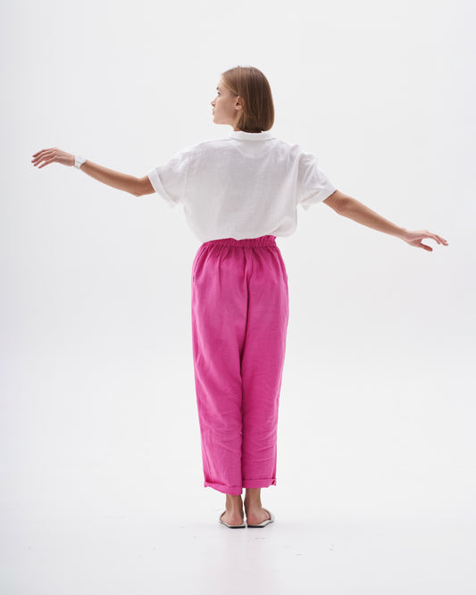 P A N T S  100% washed linen | pink