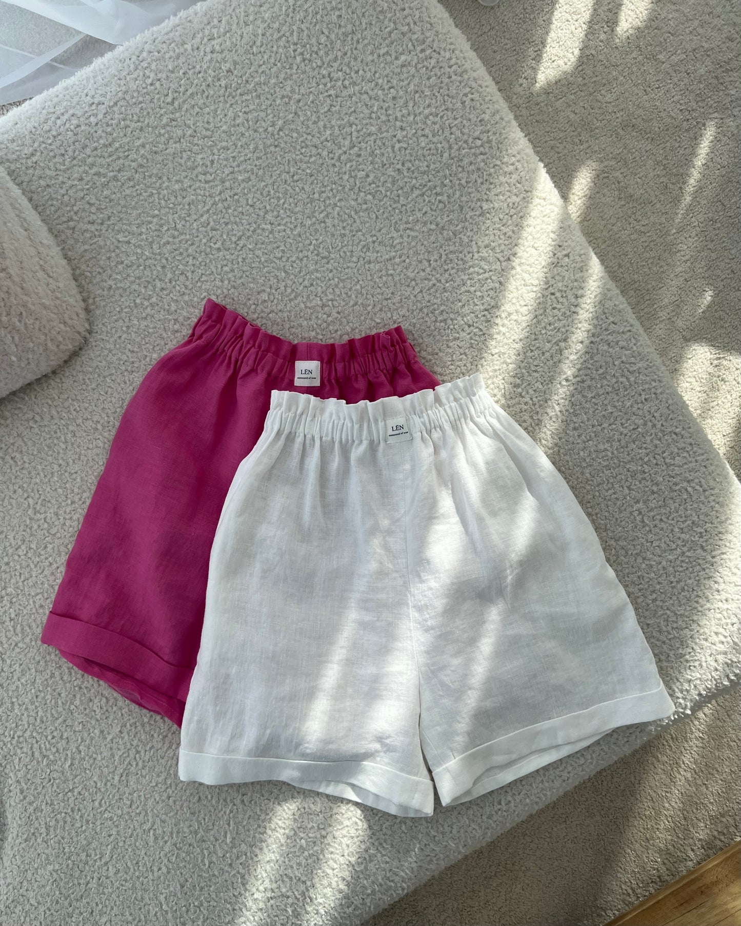 S H O R T S 100% washed linen | pink
